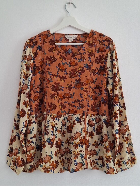 Coldwater Creek Tops - NWOT Coldwater Creek Rust Floral Peasant Blouse
